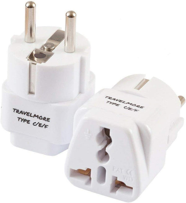 2 Pack European Travel Adapter Plug for Type C, E, F Outlets - Works in France, Spain, Italy, Germany and More