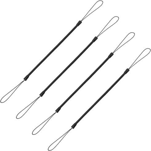 Plastic Elastic Tether Lanyard for Touch Pens, Retractable Anti-Lose Tablet Pens, Pack of 4 (8.66-inch, Black)