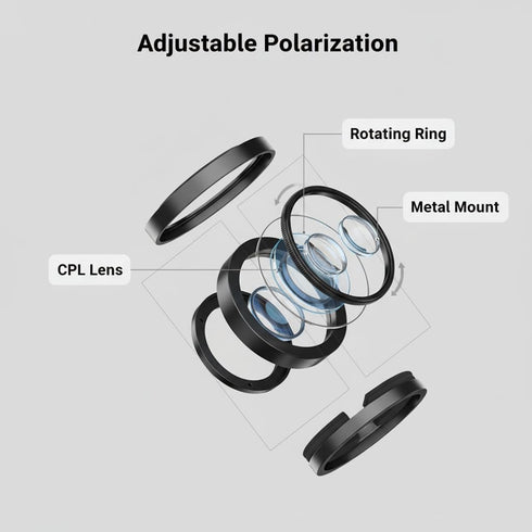 Generic 52mm 17 16 15 14 13 12 11 Clip-on CPL Phone Camera Lens Filter Kit, Circular Polarizer Polarizing Filter