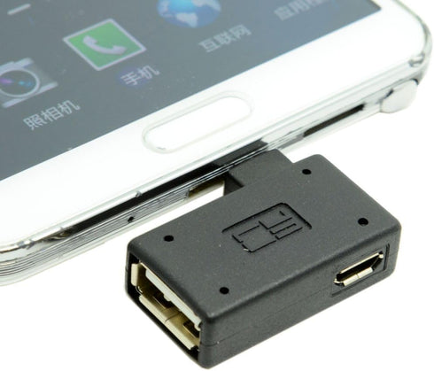 chenyang Micro USB OTG Power Adapter, 2 in 1 Micro USB Male to USB 2.0 Female, 90 Degree Right Angled Connector