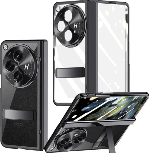 OnePlus Open Clear Case with Hinge Protection, Built-in Screen & Camera Protectors, All-Inclusive Kickstand Cover,