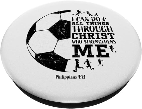 Cute Christian Soccer Gifts Teen Girls Women Religious Verse PopSockets Standard PopGrip