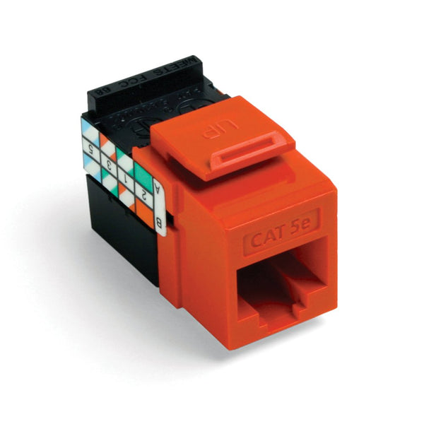 Leviton GigaMax 5E QuickPort Connector, Cat 5E, Orange, 5G108-RO5