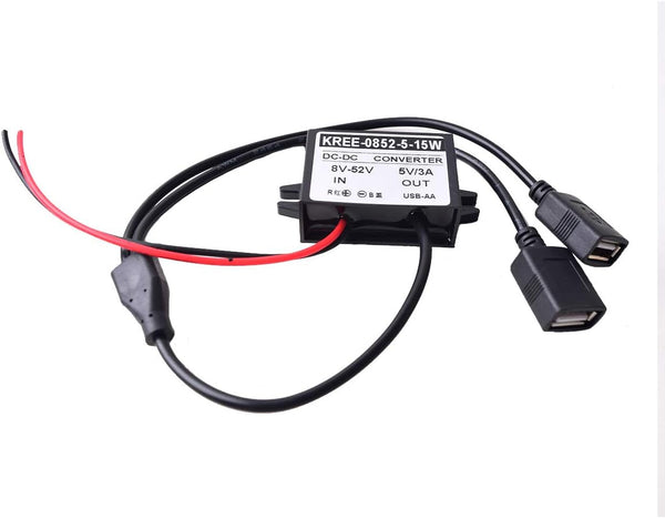 Auto Vehicle Direct Wire Charger, 12V 24V to 5V Dual USB Charging Cable, Hard Wired Step Down Converter for Dash Camera