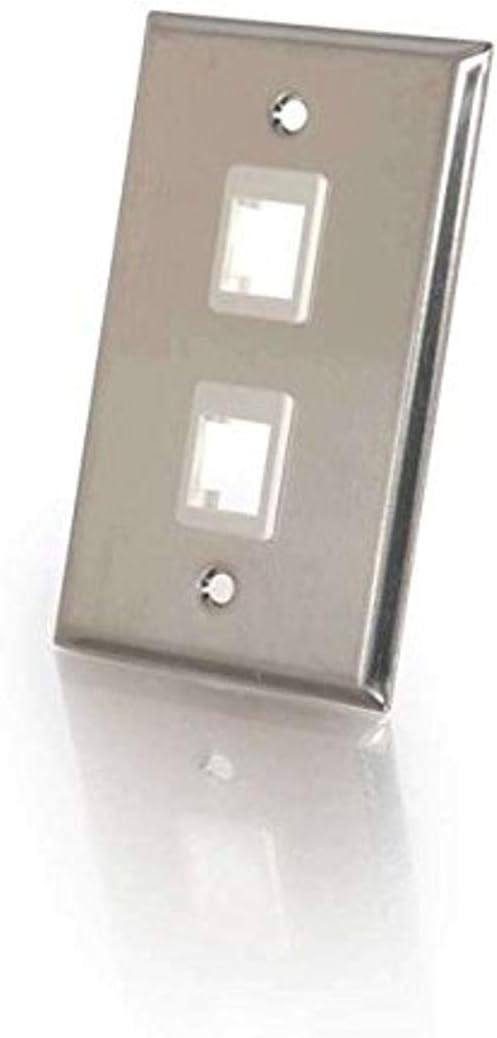 C2G 41013 Composite Video and RCA Stereo Audio Pass Through Wall Plate, Brushed Aluminum