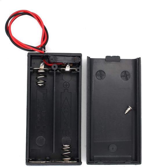 2 AA Battery Holder with Leads, ON/Off Switch, Screw Cap Case, 2 Slots x 1.5V 3 Volt (4-Pack)