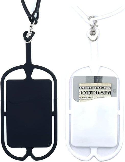 Silicone Phone Card Holder Sleeves with Wrist Strap, Stretchy Credit Phone Case Holder, Universal Cell Phone Pocket
