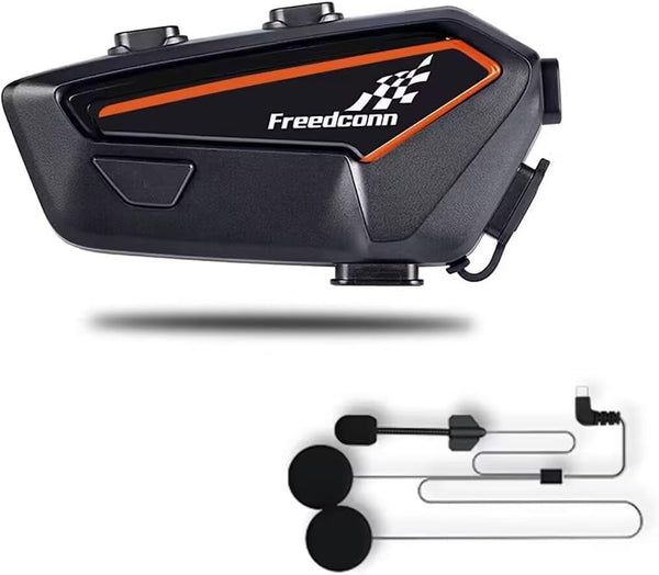 FreedConn QC Bluetooth 5.2 Motorcycle Headset, Helmet Headphones with Strong Bass, IP67 Waterproof, Music Control