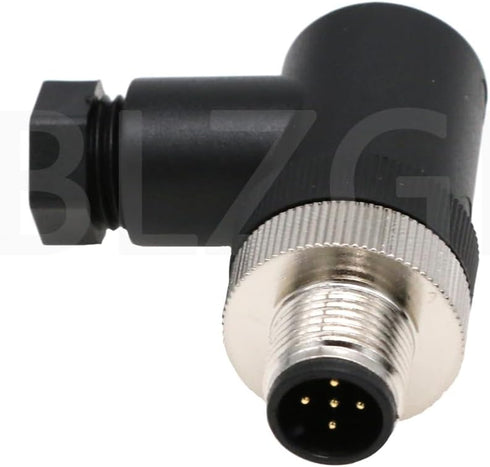 M12 Right Angle 5Pin Sensor Connector Waterproof Aviation Wire 12mm Male Plug Electrical Screw-Joint 1 Pack