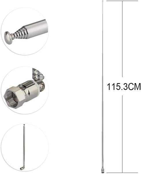 Superbat 75 Telescopic FM Antenna for Stereo Receiver Indoor, FM Radio Antenna Ohm UNBAL for Yamaha Onkyo Denon Table