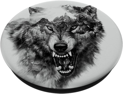 Scary Wolf Wild Animal Design Gift - PopSockets PopGrip: Swappable Grip for Phones & Tablets