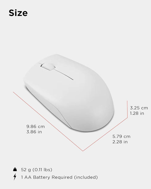 Lenovo 300 Wireless Mouse – PC & Laptop Computer Mouse with 2.4 GHz Nano USB Receiver – Ambidextrous Design – 12 Month