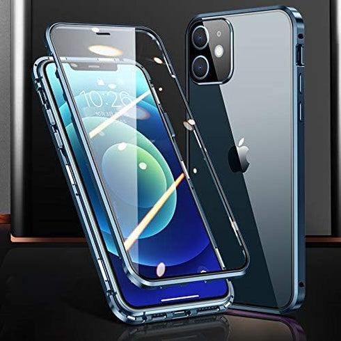 iPhone 12 Pro Max Case with Safety Lock & Strong Magnetic Adsorption, 360 Full Body Protection, Blue
