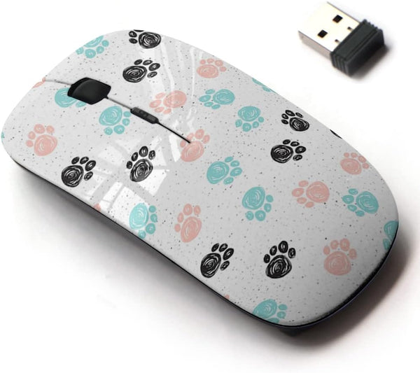 2.4G Wireless Mouse with Cute Pattern Design for All Laptops and Desktops with Nano Receiver - Doodle Dog Paw
