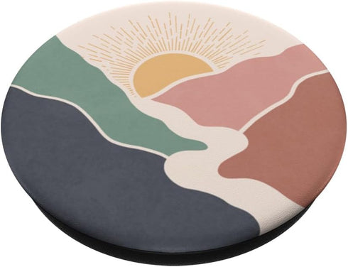 Boho Sun Mountains Retro Vintage Aesthetic Sunrise Art Phone PopSockets Standard PopGrip