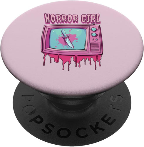 Horror Movie Lover Pastel Goth Slasher | Pink Retro TV Scary PopSockets Standard PopGrip