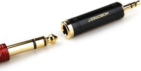 MOBOREST 3.5mm to 1/4'' Stereo Pure Copper Adapter, 1/8'' Male Plug to 1/4'' Jack Female Socket, Black - 1PCS
