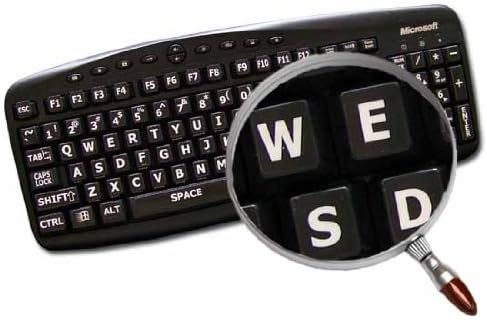 English US Large Letters Keyboard Stickers, Matte Non Transparent, Black Background