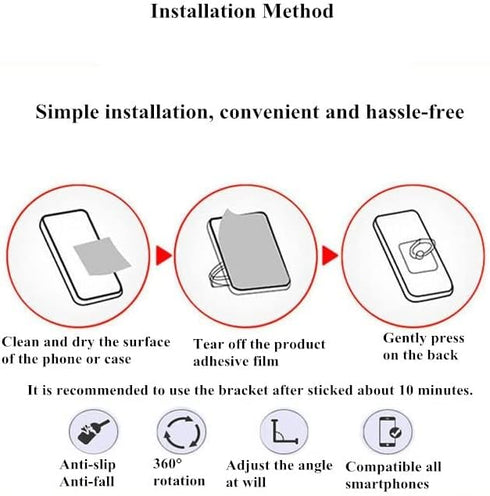 Bee Shape Style Alloy Color Paint Panel 360° Rotation Cell Phone Ring Holder Stand, Compatible with iPhone Samsung LG