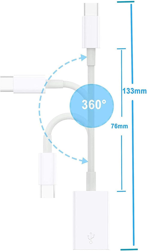 USB C to USB 3.0 Adapter (2 Pack), Type C to USB 3.0 Female OTG Cable for MacBook Pro/Air M2/M1/2020, iPhone 15
