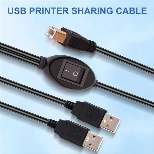 GIASYIEH 2 1 (4.5M/14.7FT) in Printer Cable Splitter, USB B to Dual USB A Cord for Two Computers Sharing One
