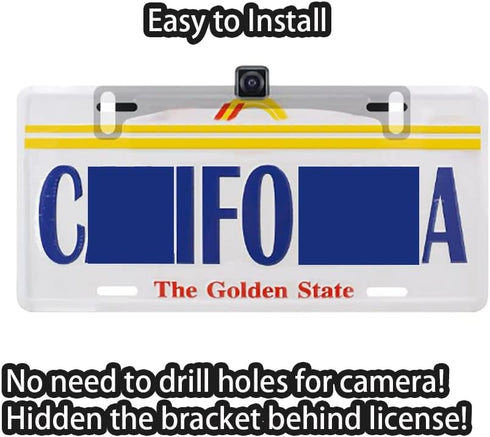 Reverse Rear Camera License Plate Bracket, Universal Car Dash Cam Mirror Camera Kit, Installation Holder for Backup View