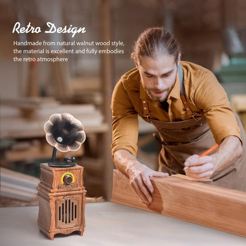 Retro Bluetooth Speaker, FM Radio, Wireless Connect, Bass, USB/TF/AUX Player, Portable Rechargeable Vintage Radio for