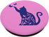 Floral Cat Pink Phone Holder, Flowers Black Cats Lovers PopSockets Swappable PopGrip