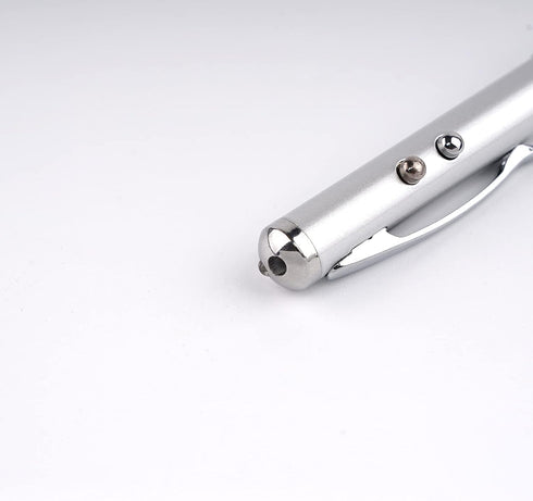 Metal Multi-Function Pen, Touch Screen Stylus, Flashlight with White Light, Creative Gifts (2 Silver)