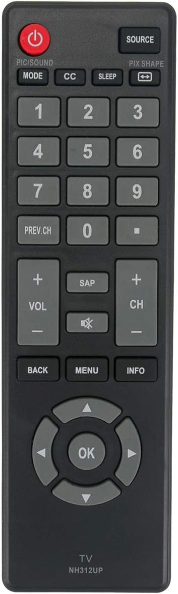NH312UP Replacement Remote Control for Sanyo LCD LED TV Models FW43D25F, FW55D25F, FW32D06F, FW40D36F, FW50D36F
