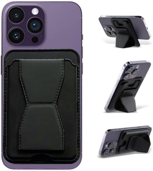 Generic Slim Phone Wallet with Stand & Grip 3-in-1 Adhesive Leather Card Holder,