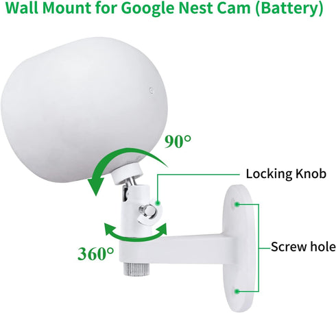 2Pack Adjustable Security Wall Mount Bracket for Google Nest Cam Outdoor/Indoor, Perfect View Angle - White