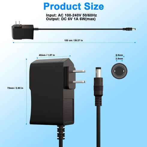 ENGFYADSY 6V 1A 100-240V 6 1Amp 6V 8 DC Power Supply Adapter AC to DC Volt Charger for Monitor Trash Can Doorbell Alarm