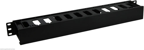 Raising Electronics 1U Horizontal Rack Mount Cable Management Unit with Panel, Plastic 19" Rack Mount