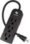 Power Strip 3 Prong Outlet, Slim Black 3 Grounded Outlets, Heavy Duty Extension Cord, No Surge Protector