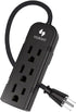 Power Strip 3 Prong Outlet, Slim Black 3 Grounded Outlets, Heavy Duty Extension Cord, No Surge Protector