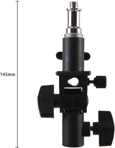 WELLMAKING 2PCS U Shape Tilt Adapter Swivel Mount Umbrella Holder Light Stand with Standard 1/4 to 3/8 inch Metal Male Screw Adapter Spigot Stud for Studio Light Stand, Hotshoe/Coldshoe Adapter
