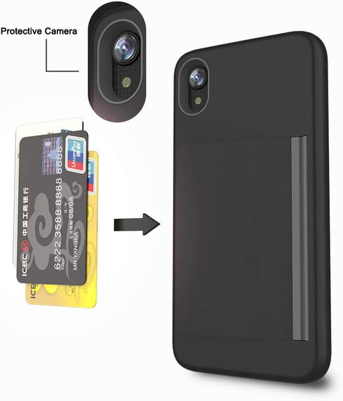 iPhone X/XS Protective Wallet Case with Card Holder and Credit Card Slot (Black)