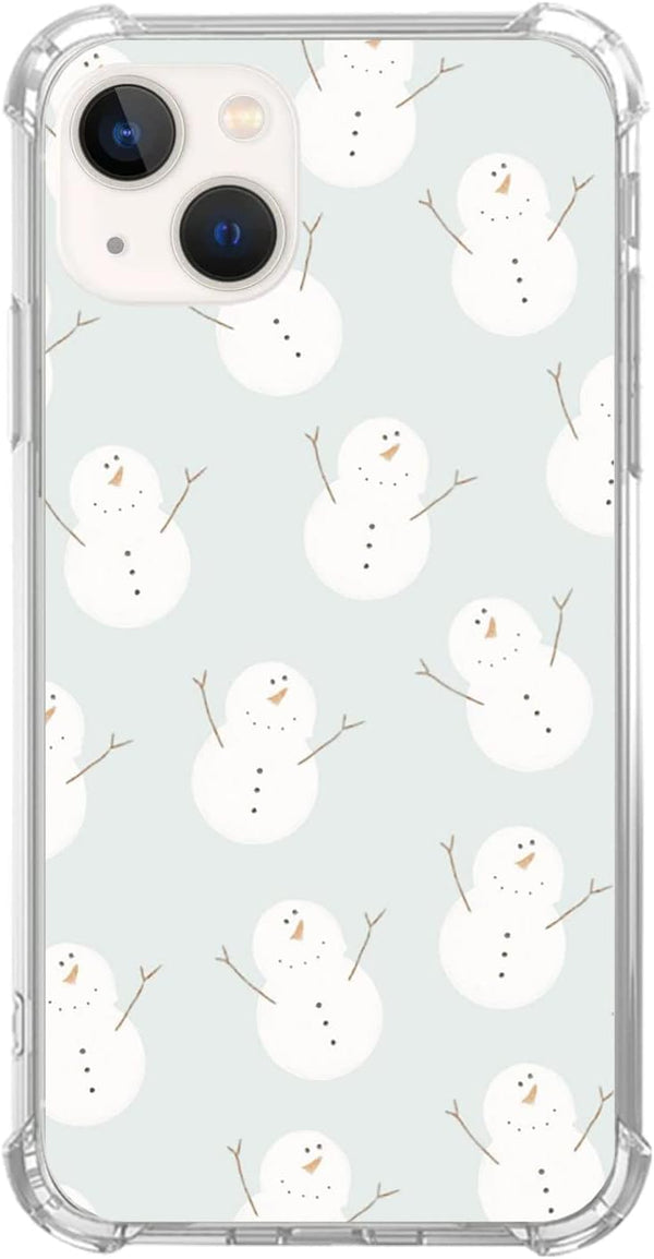 Cute Snowman Pattern Christmas Phone Case for iPhone 13, Unique Soft TPU Bumper for Girls, Boys, Women, Men.