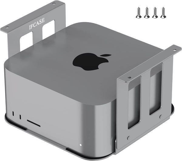 IFCASE Aluminum Under Desk Stand Mount for Mac Studio M2 M1 Max, Ultra with Anti-Scratch Pad (Silver)
