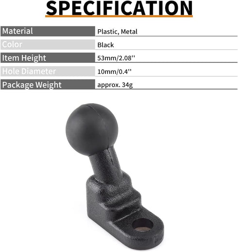 Keenso Universal Motorcycle Mirror Base Mounts Bracket - Fixed Base Ball Holder, GPS Windshield Mount with 10mm Hole