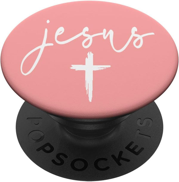Jesus Cross Love Faith Easter Christmas Pink Peach Pastel PopSockets Standard PopGrip