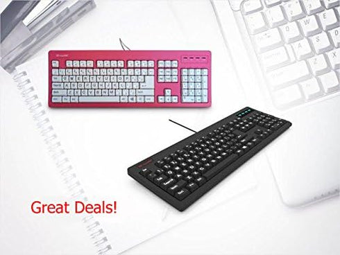 New 104-Key Large Print USB Wired Keyboard, 7ft, Spill-Resistant, Sleek Black for Laptop, Mac, TV, and Computer
