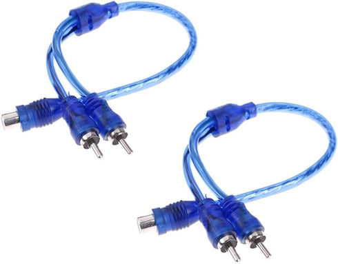 RCA Audio Cable Connector 1 Female to 2 Male, Clear Blue RCA Speaker Splitter Shielding Cable Adapter (2 Pack)
