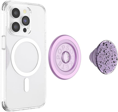 PopSockets Phone Grip with Expanding Kickstand, MagSafe Compatible, Adapter Ring Included, Sugar Plum Speckle