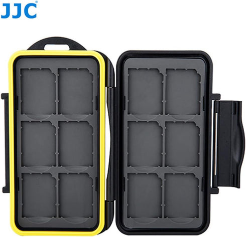 JJC MC-SD12 Water-Resistant Memory Card Holder for 12 SD Cards (Black)