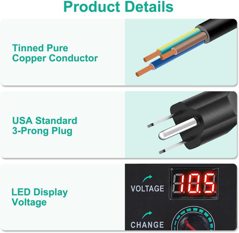 Universal Power Supply 3V~24V 3A 72W Adjustable AC/DC Adapter Charger, 100V-240V AC to DC Converter with 14 Tips
