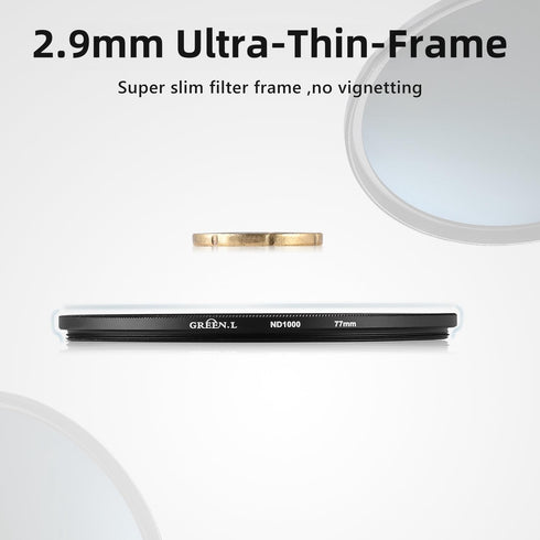 43mm ND1000 Filter, Slim 10-Stop Fixed Neutral Density ND Filter for Camera Lens