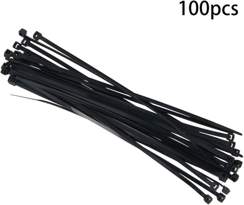 Heyiarbeit Cable Zip Ties, 200mm Long Eco-Friendly Nylon Plastic Black Wire Tie Wraps for Home Office, 100pcs