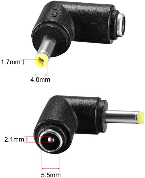 uxcell 3pcs DC Power Connector Adapter - 90 Degree Angle Male Plug to Female Jack Coupler Converter